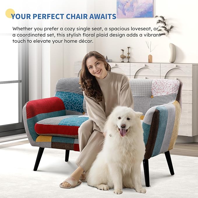 Bonzy Home Modern Boho Loveseat Couch Sofa Chair Set of 2 - Image 3