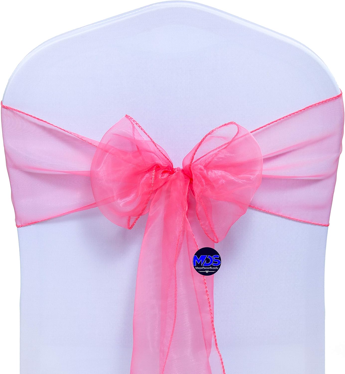MDS Pack of 300 PCS Organza Chair Sashes Wider Dining Chair Bows Ribbon Tie Back for Wedding Party Birthday Bridal Shower Reception Event Banquet Home Chair Cover Decoration - Coral