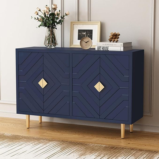 HLR 48" Accent Cabinet with 4 Doors and Shelves, Modern Sideboard Buffet by HomeDeservesaRelaxLiving