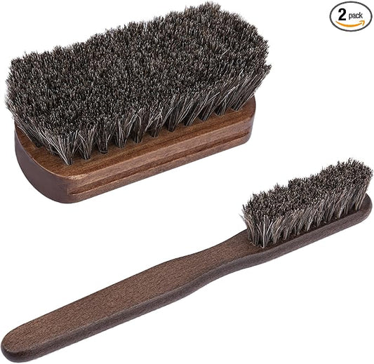 2 PCS Leather Brush Car Detailing, Horse Hair Brush, Car Cleaning Supplies by ecocstm