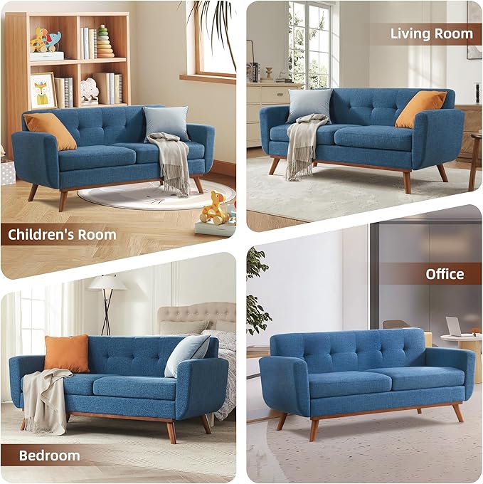 Kingfun 65.2" W Loveseat Sofa, Mid Century Modern Decor Love Seat Couches - Image 8