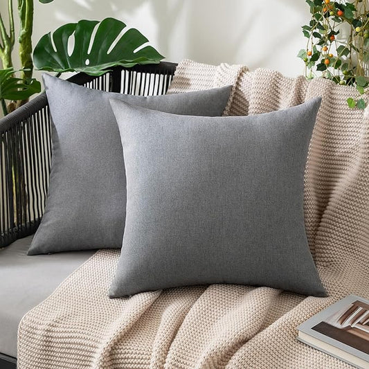 MIULEE Pack of 2 Decorative Outdoor Solid Waterproof Throw Pillow Covers Faux by MIULEE