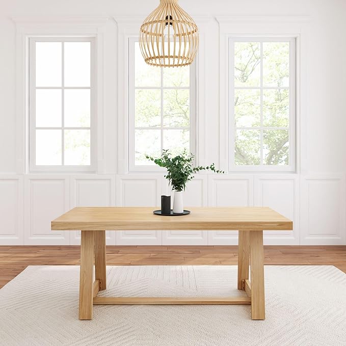 Plank+Beam 72 Inch Farmhouse Dining Table, Solid Wood Rustic Kitchen Table - Image 3