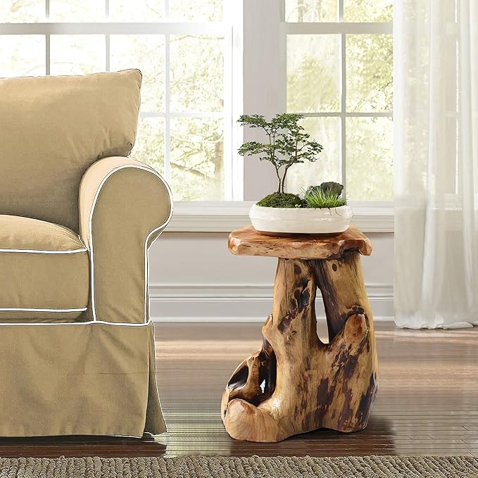 MISC Cedar Roots Natural Flower Stand Reclaimed Woods End Table Finish Wood by Unknown