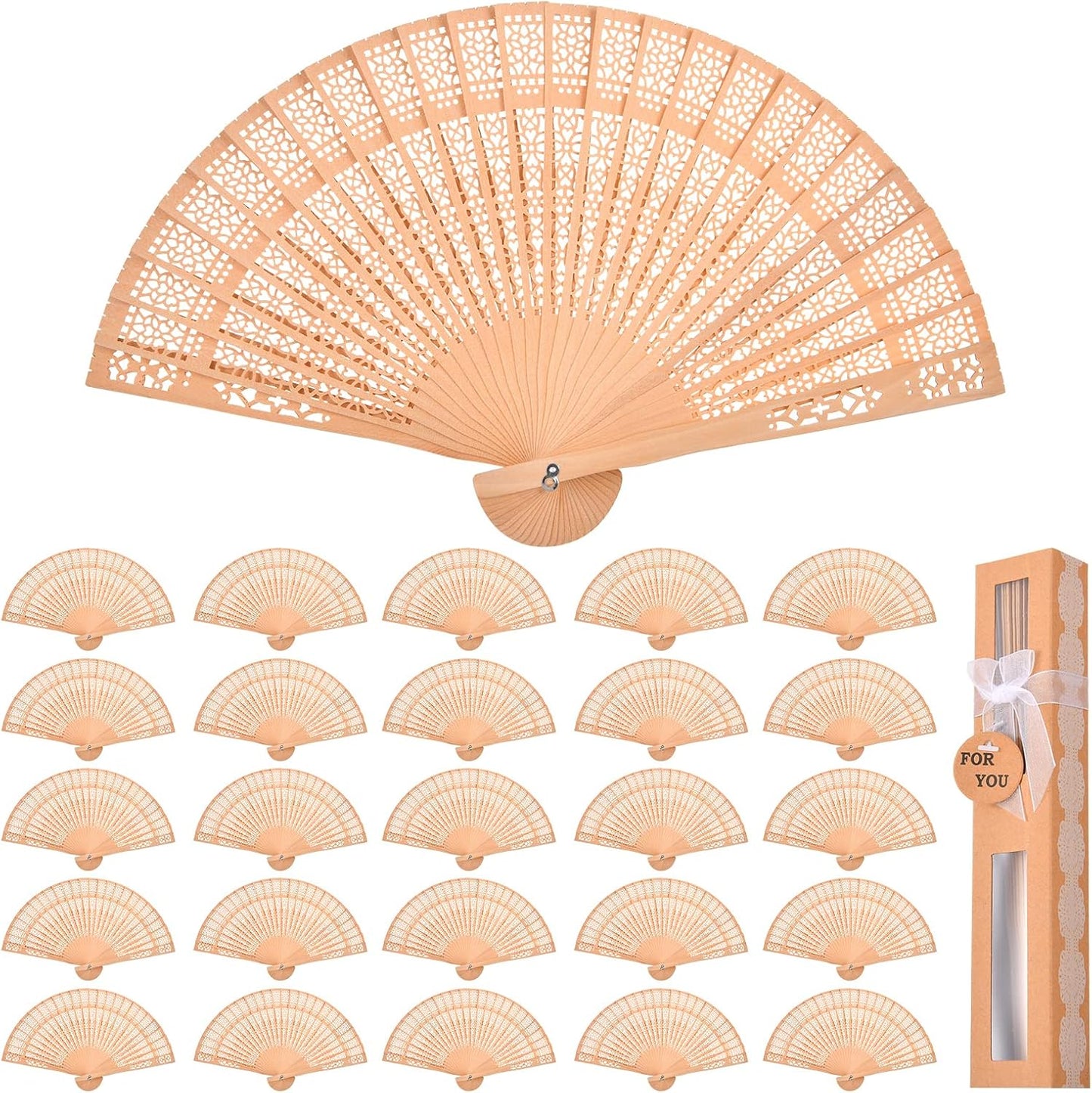 36-Piece Wooden Gift Box Wrapped with Hand-held Folding Fan or Wedding Gift, Bride Gift Party Home Decoration Birthday Gift