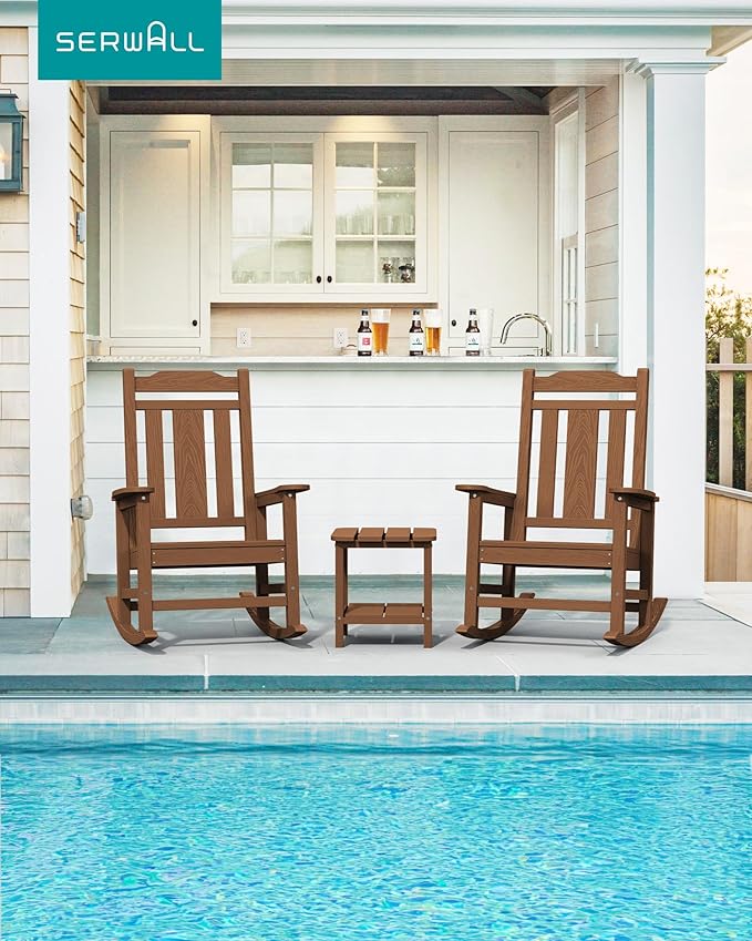 SERWALL Oversized Rocking Chair Set of 4 Outdoor, HDPE Outdoor Rocking Chair - Image 8