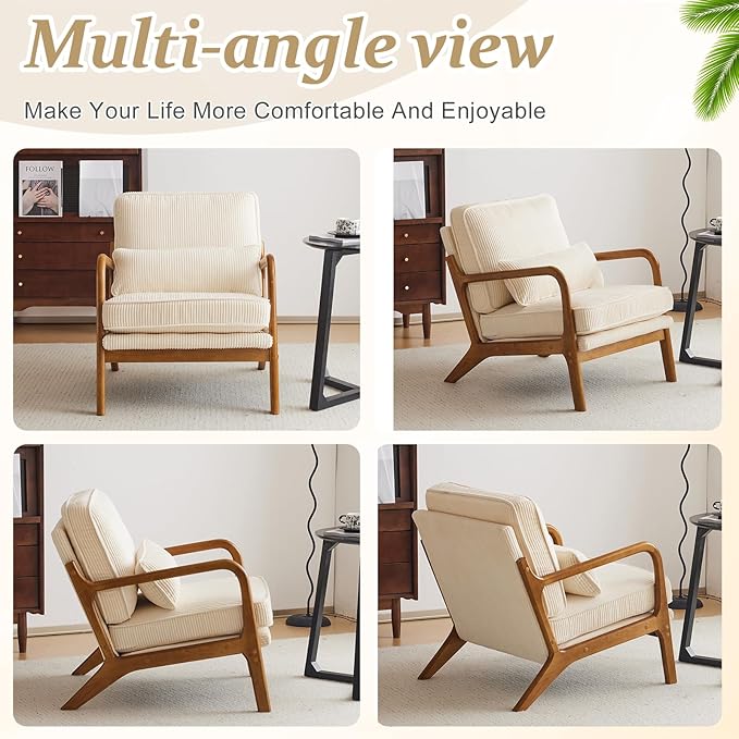 VINGLI Upgraded Premium Corduroy Accent Chair, Upholstered Arm Chair, Solid - Image 8