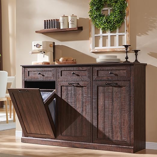 IFGET Triple Tilt Out Trash Can Cabinet, 20 Gallon Farmhouse Laundry Hamper by IFGETEnrichYourLivingSpace