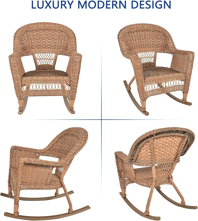 Jeco 3 Piece Rocker Wicker Chair Set - Image 8