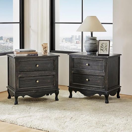 HULALA HOME Solid Wood End Tables Set of 2 by HULALAHOME