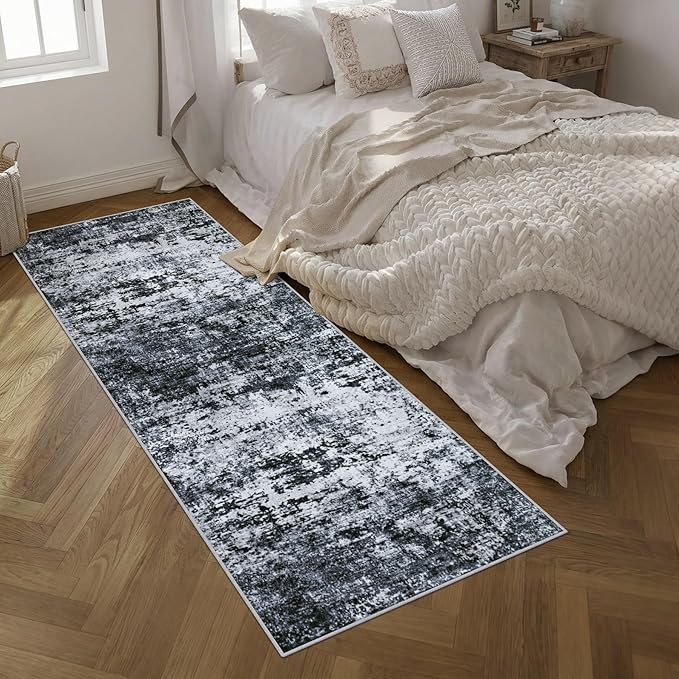 Washable Area Rug 3x10 Entryway Rug: Washable Modern Abstract Soft Thin Rug - Image 2