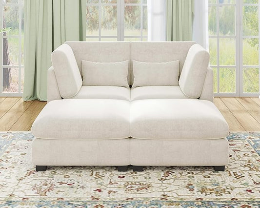 77" Oversized Chenille Couch Modular Sectional Sofa, Washable Cloud Couch by CHICHOUSE