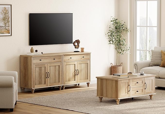 WAMPAT Farmhouse TV Stand for 75 inch TV - Image 9
