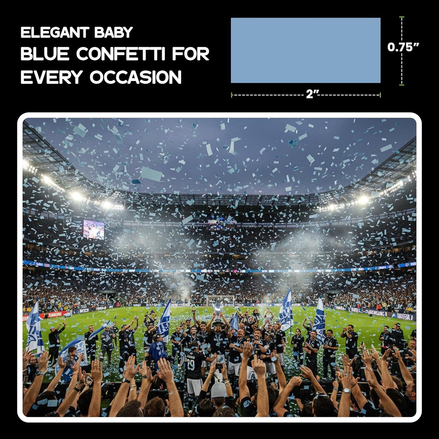 Ultimate Confetti, Baby Blue Biodegradable Confetti - Rectangular Fluttering Tissue Paper Confetti for Cannon and Launcher use – Gender Reveal Confeti, Wedding, Parties and Live Events - 1 lb, 16 oz