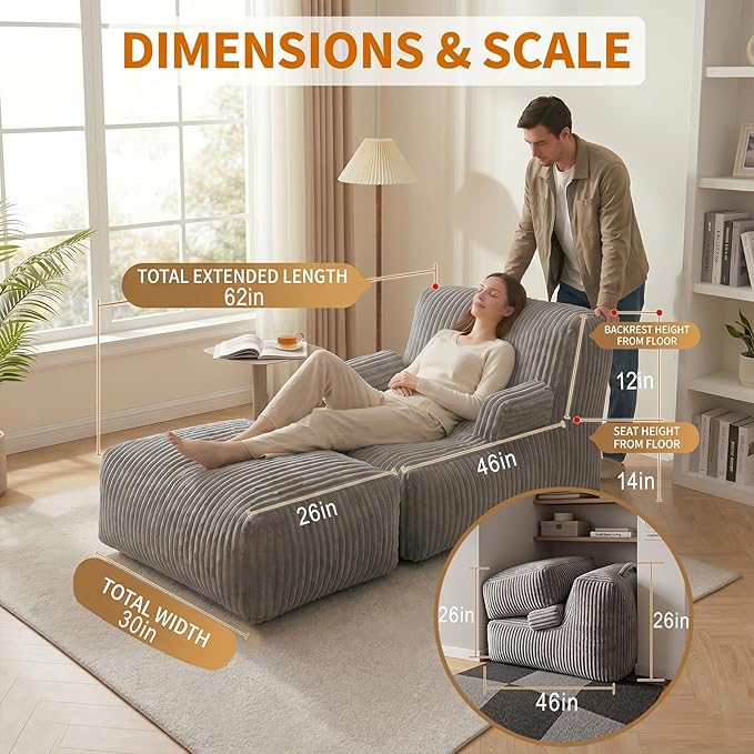 6FT Large Bean Bag Chair Lounger - Image 2