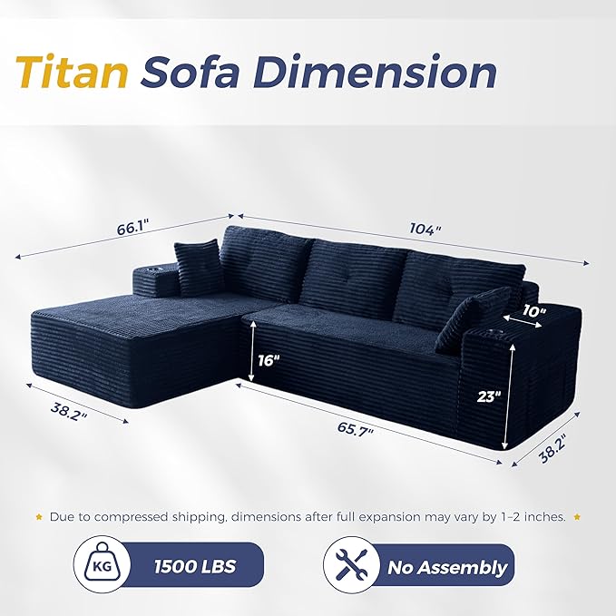 MAXYOYO 104" Modular Sectional Couch - Image 2