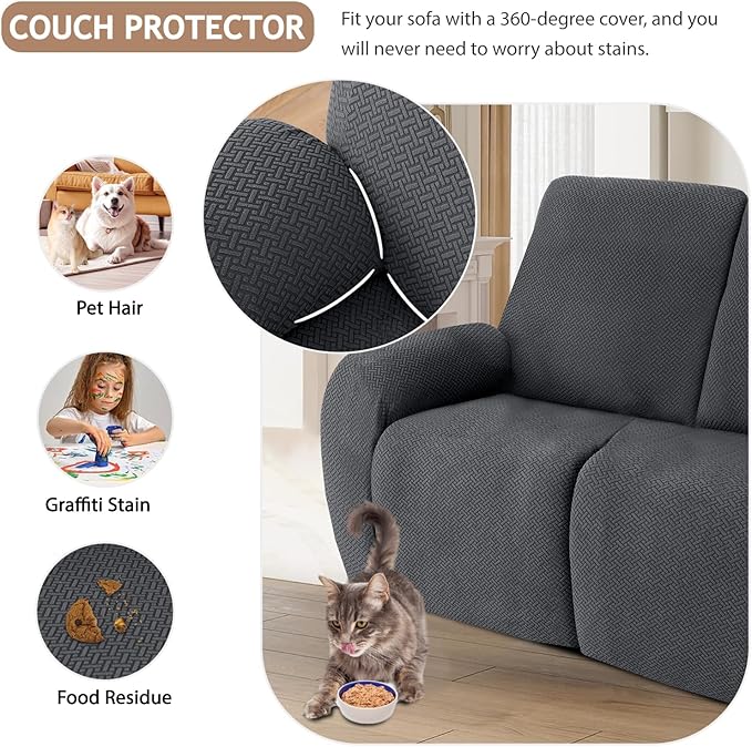 ALIECOM 100% Waterproof Recliner Sectional Couch Covers L Shape Stretch Corner - Image 6