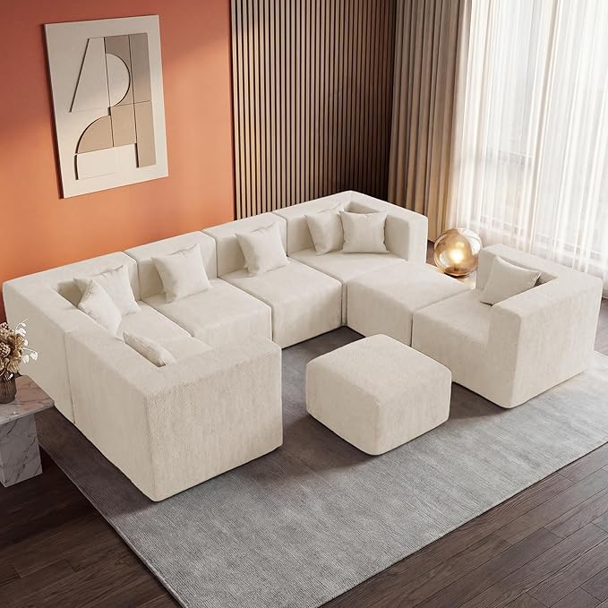 MONVANE Modular Sectional Sofa, Oversized 8 Seat Convertible U Shaped Couch - Image 2