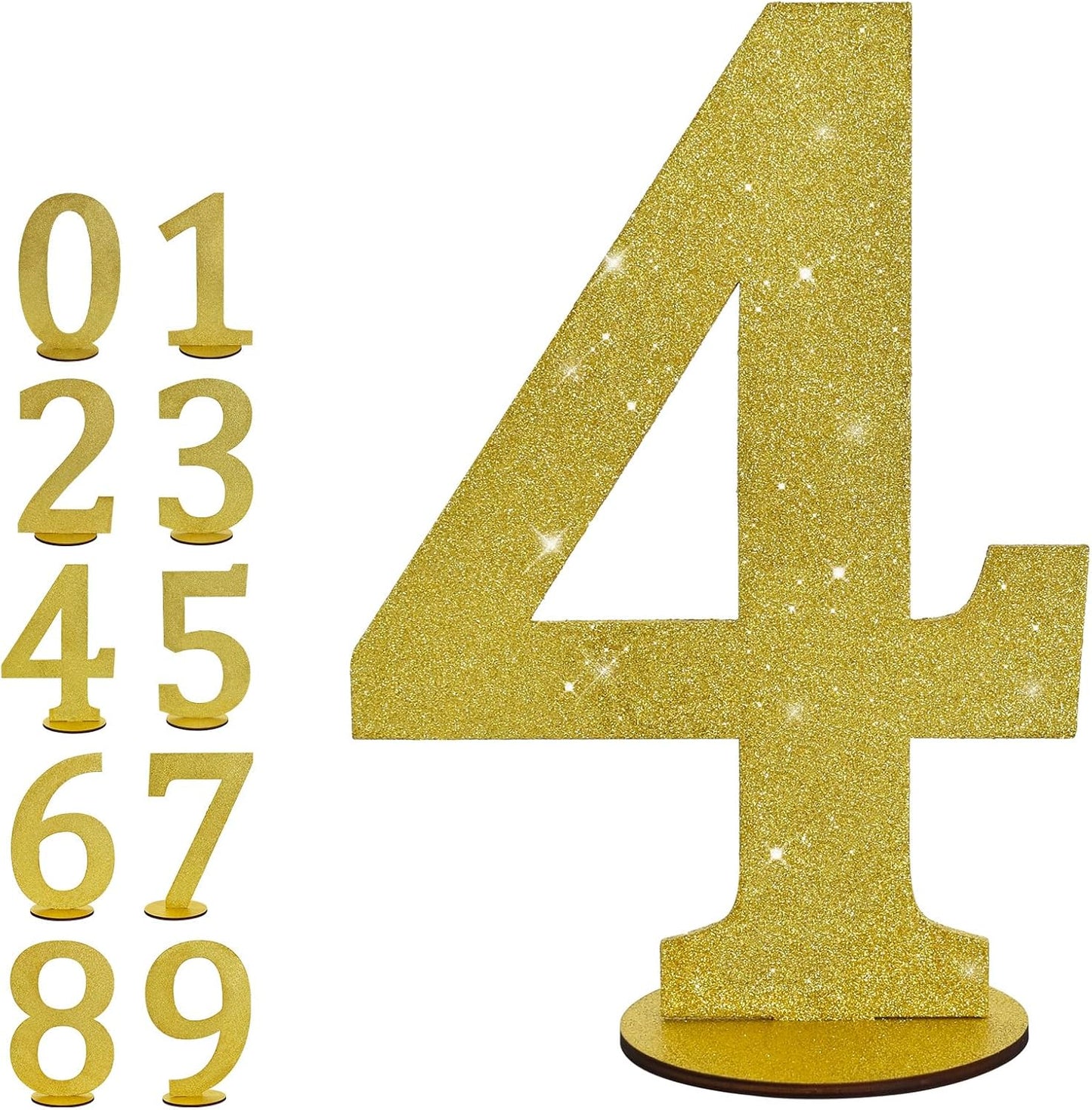 TONIFUL 11.8 Inch Gold Glitter Numbers Table Centerpieces 0-9 Birthday Party Decorations,Shining Gold Digital 4 for Birthday Party,Wedding,Bridal Shower,Engagement,Photo Shoot,Anniversary