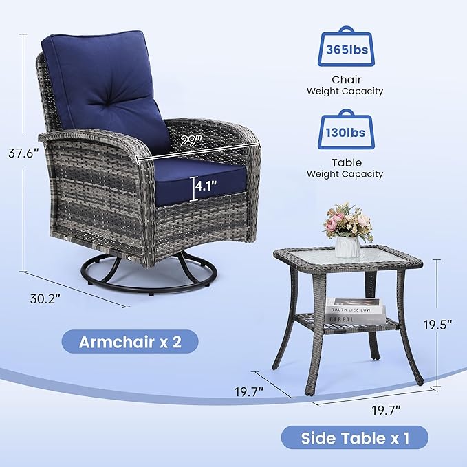 wildformers Luxury Outdoor Swivel Wicker Glider Patio Chairs - Image 7