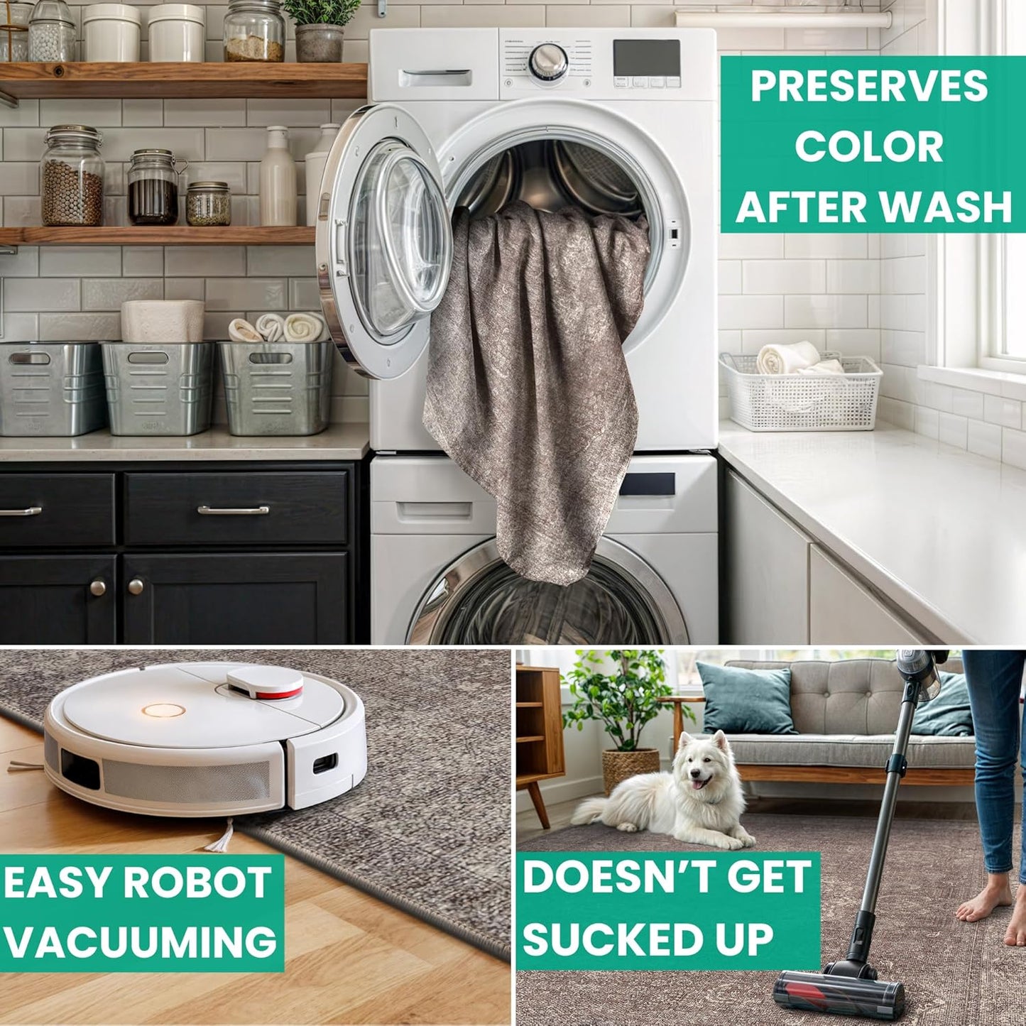 Bloom Rugs Washable Non-Slip 4' x 6' Rug - Taupe/Beige Traditional Medallion Area Rug for Living Room, Bedroom, Dining Room, and Kitchen - Exact Size: 4' x 6'