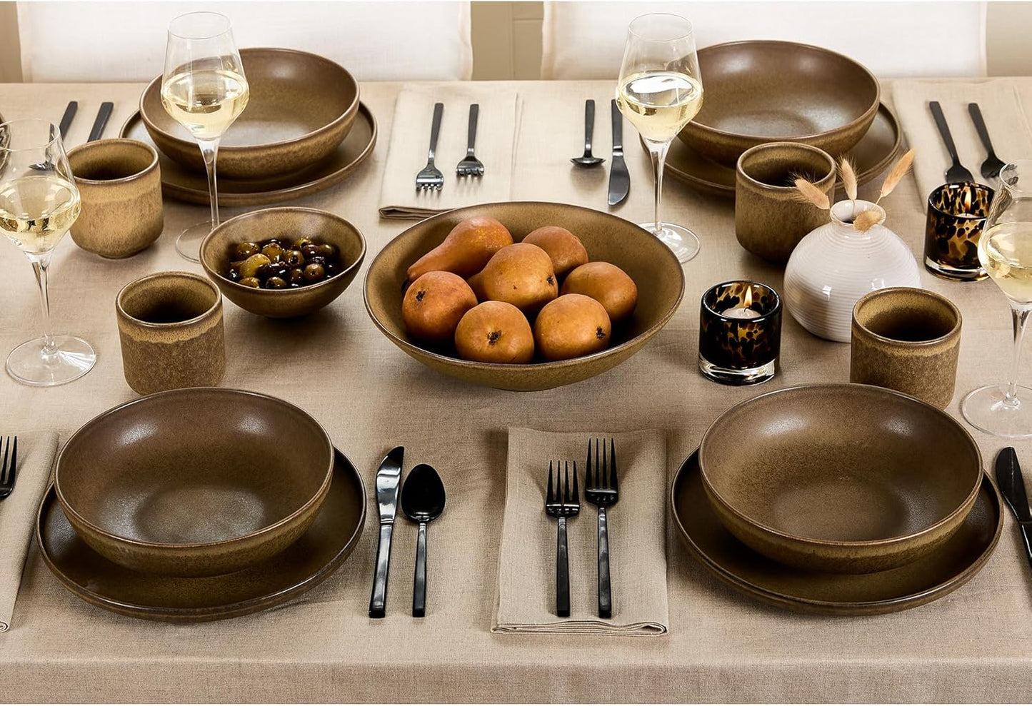 Solino Home Natural Linen Tablecloth 60 x 60 Inch - 100% Pure Linen Table Cloth - Fete, Machine Washable Tablecloth for Fall, Autumn, Thanksgiving, Christmas, Holiday