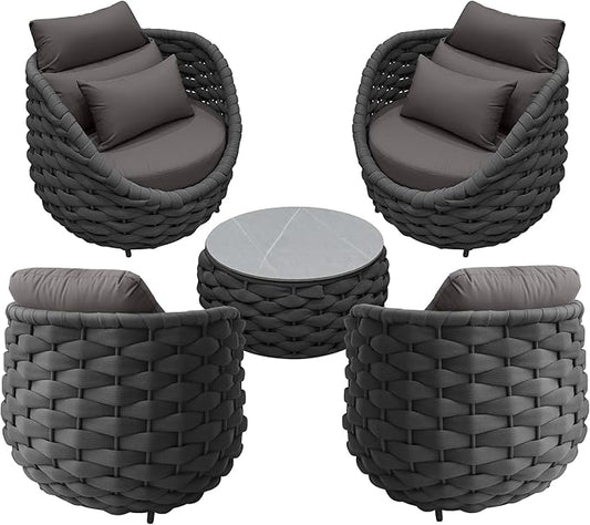 TWT Aluminum Outdoor Patio Furniture Set, Dark Grey by TWT