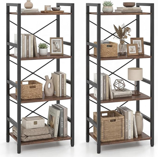 Tangkula 3-Tier Industrial Bookshelf, 16.5" Width Wooden Open Bookcase by TANGKULA