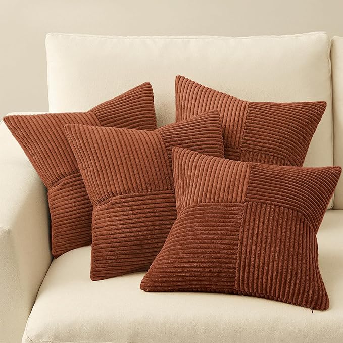 MIULEE Boho Farmhouse Rust Decorative Throw Pillow Covers 18x18 Inch 4 Packs - Image 6