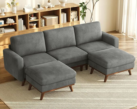 Vesgantti 97" Modular Sectional Sofa Dark Gray, U-Shaped Couch by Vesgantti
