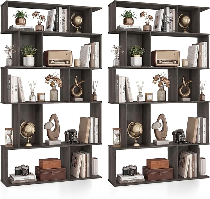 Giantex 5-Tier Bookshelves Set of 2, 10-Cube Geometric Bookcase by Giantex