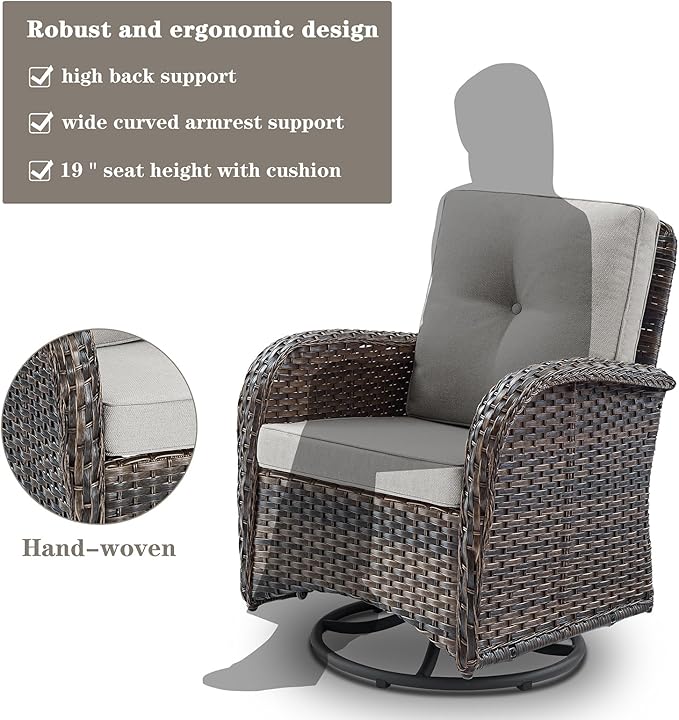 Belord Patio Wicker Chairs Swivel Rocker - Image 8