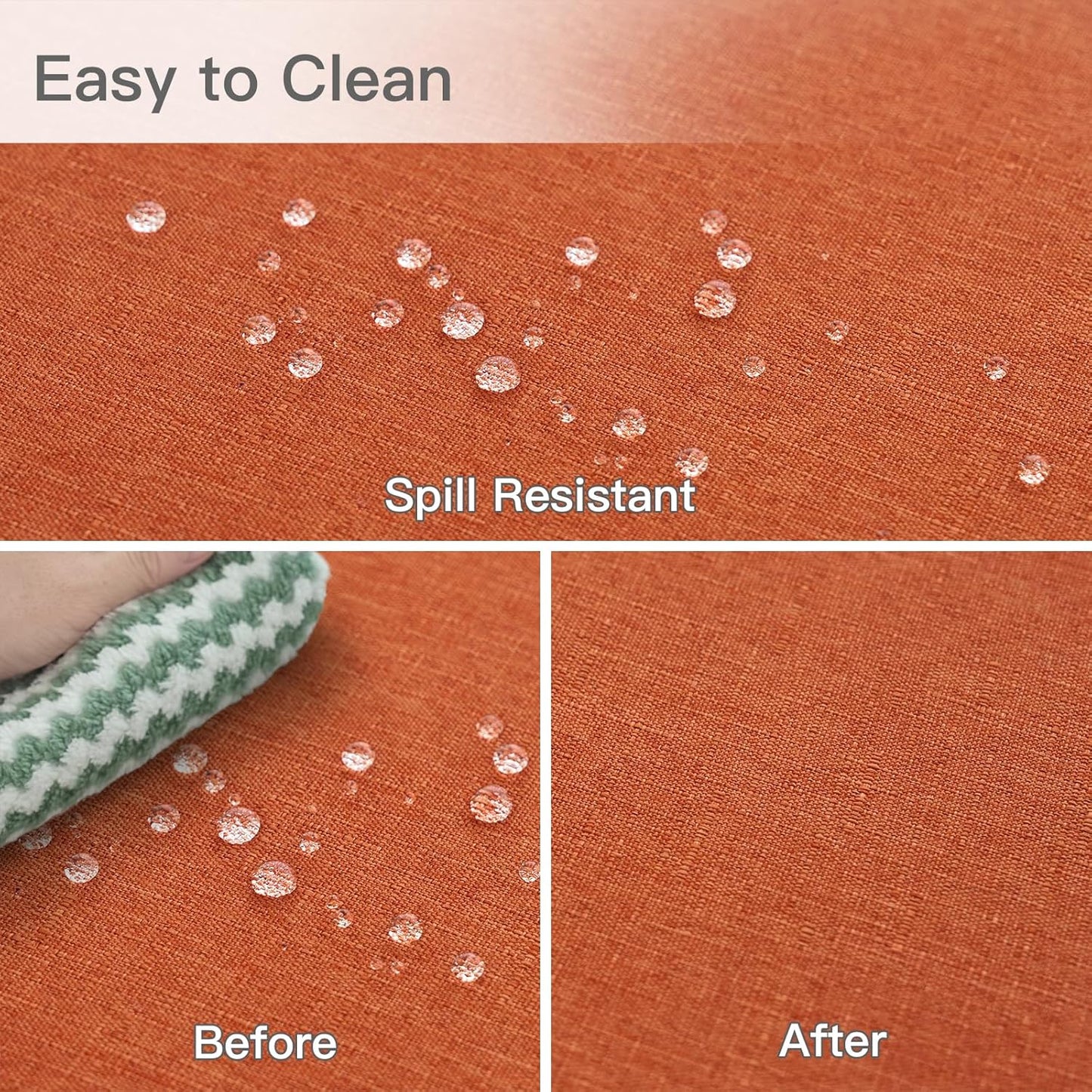 maxmill Rectangle Linen Textured Tablecloth Spillproof Wrinkle Resistant Fall Table Cloth, Kitchen Dining Room Thanksgiving Decoration, Fabric Table Cover Halloween Tablecloths, 52 x 70 Inch, Rust