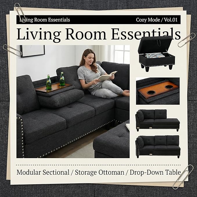 97.5" L Shaped Couch Set, Modular Sectional Couches - Image 7