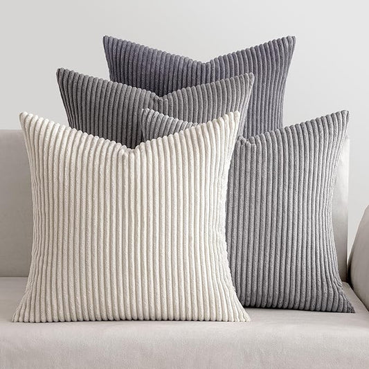 MIULEE Pack of 4 Neutral Grey Gradient Decorative Throw Pillow Covers 18x18 by MIULEE