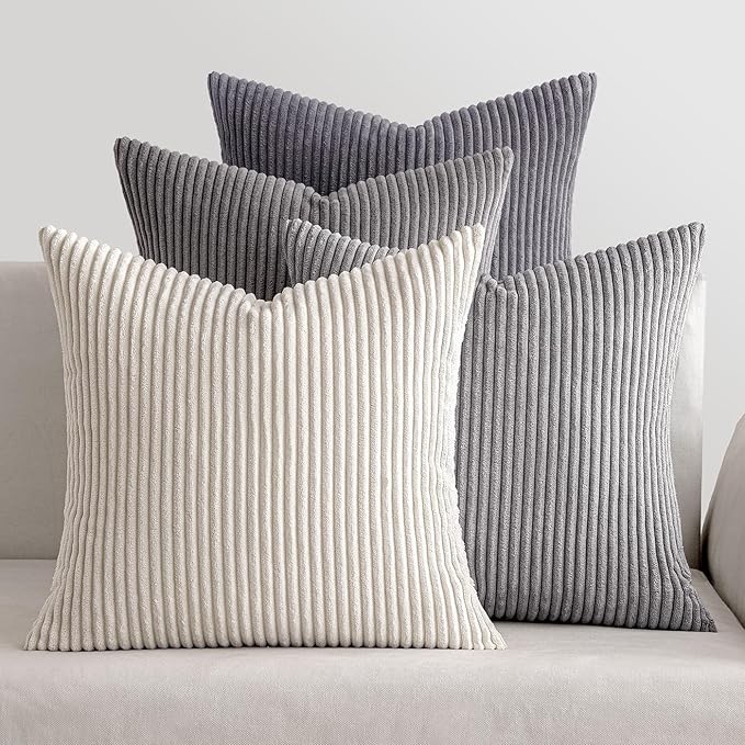 MIULEE Pack of 4 Neutral Grey Gradient Decorative Throw Pillow Covers 20x20 by MIULEE