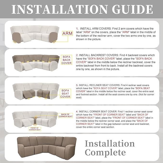 100% Waterproof Sectional Recliner Couch Covers - Image 7