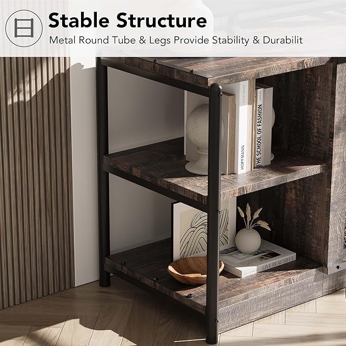 GarveeHome TV Stand for 65+ Inch TV, Rustic Entertainment Center TV Media - Image 8