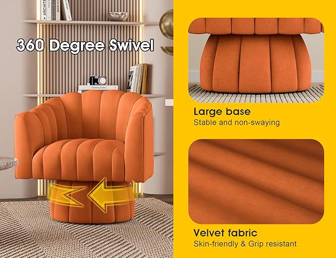 Dewhut Swivel Accent Chair, 360° Swivel Barrel Chair - Image 7