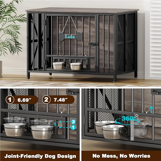 EasyCom Foldable Dog Crate Furniture, 41.3" Dog Crates - Image 6