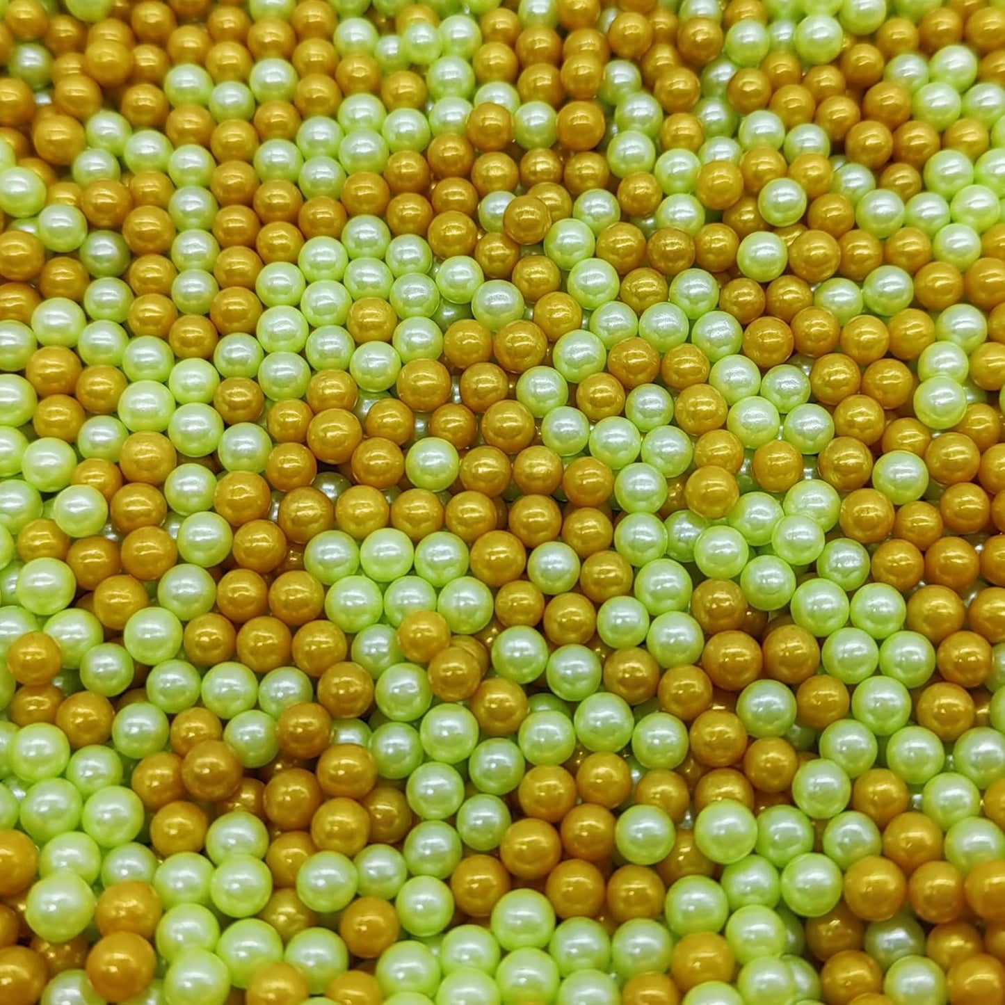 Edible Light Green & Gold Pearl Sugar Sprinkles Candy 4mm Mini Pearls Cake Decorations Cupcake Toppers Cookie Decorating Perfect for Wedding Party Valentine Halloween Christmas Supplies 3OZ