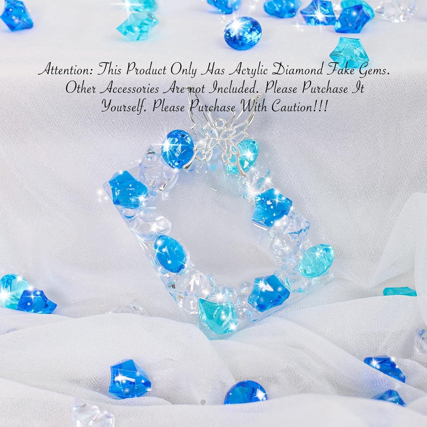 Acrylic Crushed Ice Rocks, Babenest 150 PCS Fake Crystals Plastic Ice Cubes Diamonds Gems for Vase Fillers, Home Decoration, Table Scatter, Event, Wedding, Arts & Crafts (Clear/Rpyal Blue/Baby Blue)