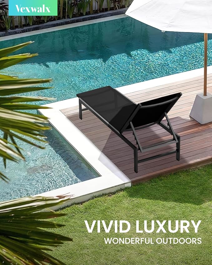 Vexwalx Outdoor Lounge Chairs Set of 3, Aluminum Chaise Lounge Chairs - Image 2