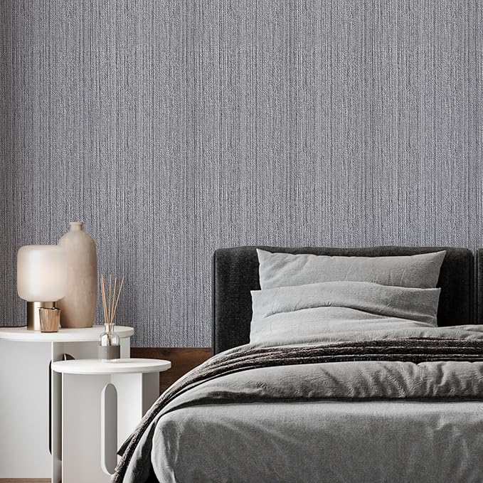 Grasscloth Peel and Stick Wallpaper Faux Weave Grey Contact Paper Modern - Image 6