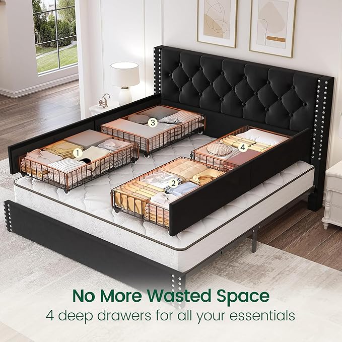 LARMACE Queen Size Platform Bed Frame - Image 4