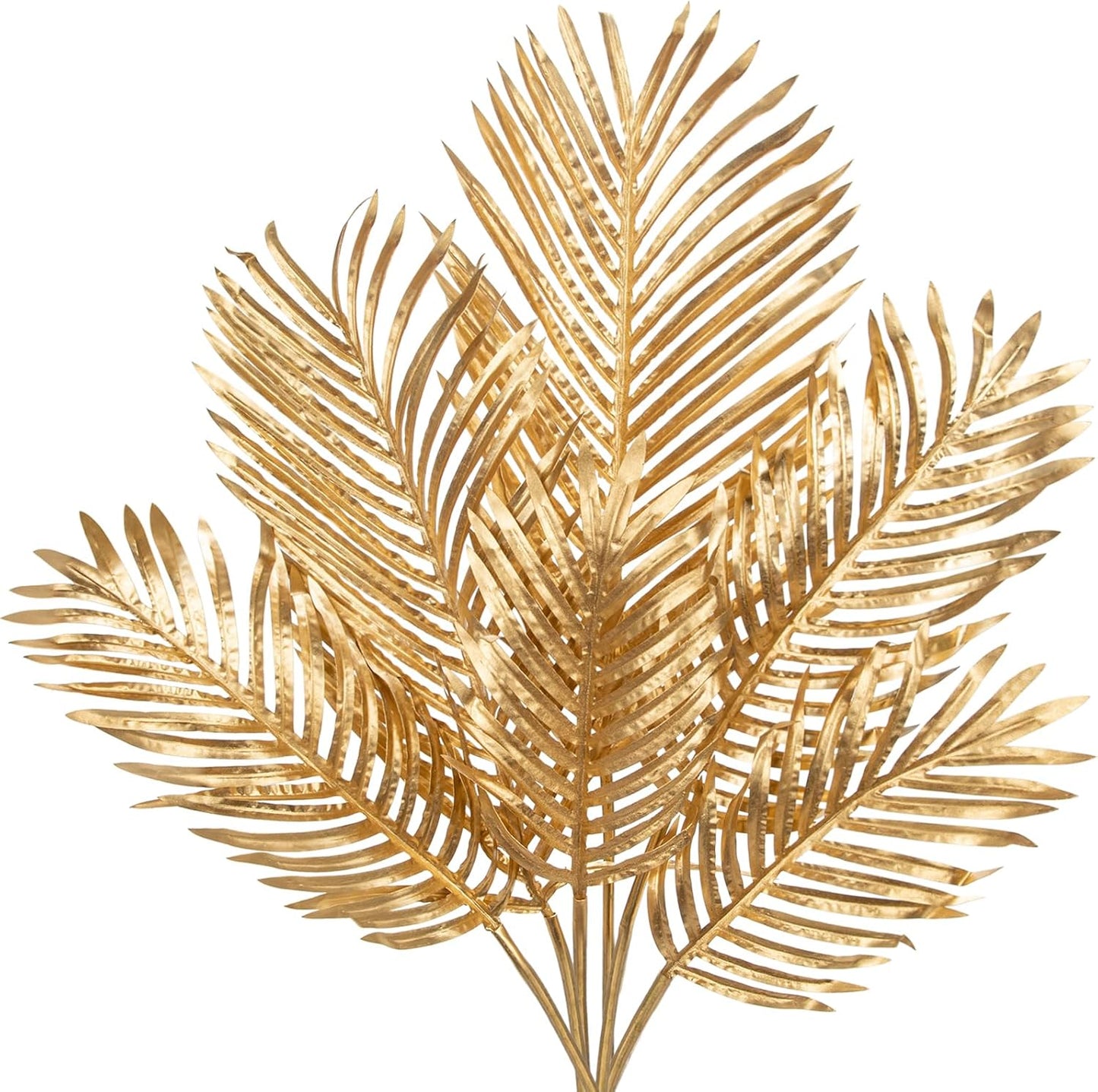 DILATATA Large Faux Gold Palm Leaves – Artificial Tropical Areca Palm Fronds for Floral Arrangements, Party Centerpieces, Home & Event Decor