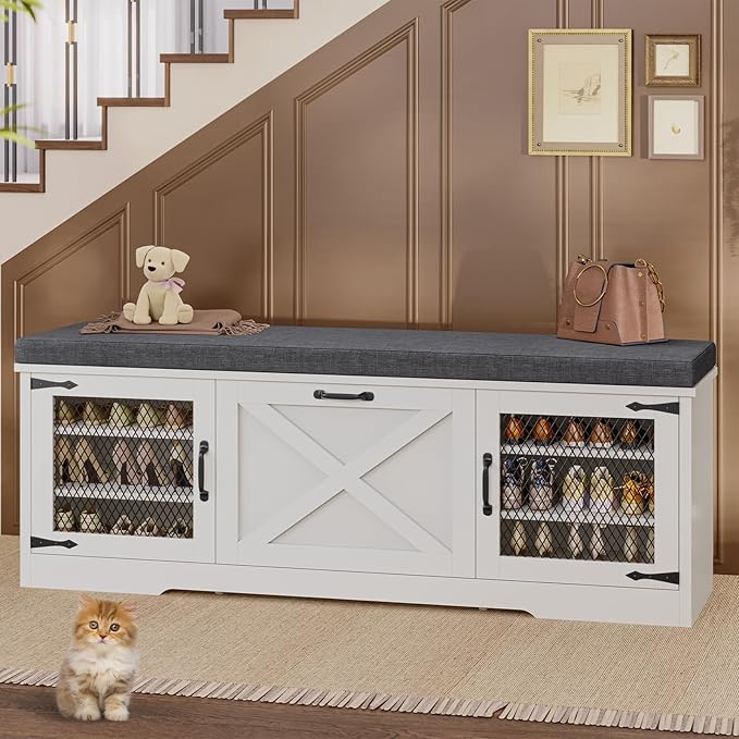 UPOSOJA Farmhouse Storage Bench - Image 7
