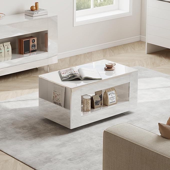 35" High Gloss Wood Coffee Table - Image 7
