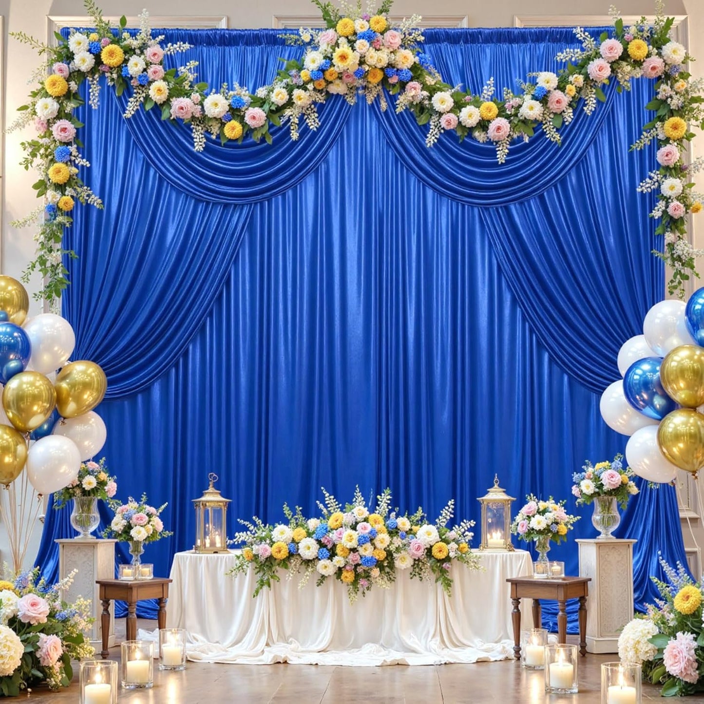 10x10 ft Royal Blue Sequin Backdrop Curtain Panels for Parties, Wrinkle Free Glitter Photo Backdrop Drapes 2 Panels 5x10FT Shimmer Back Drop Cloth for Wedding Birthday Christmas Photography Background