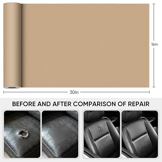 Leather Repair Tape, 16 x 30 Inches Self Adhesive Leather Repair Patch，Leather - Image 2